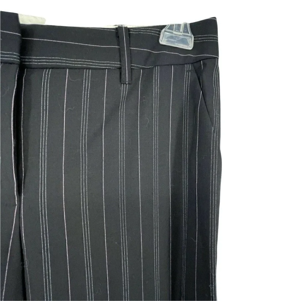 Michael Kors Dress Pants Black Wool Blend Trousers Pin Stripe Womens Size 6 Chic